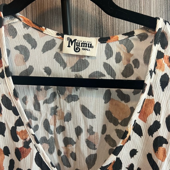 Show Me Your Mumu Leopard Cold Shoulder Tunic Dress Coverup Small - Picture 5 of 6